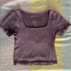 Purple Squareneck Crop Top
